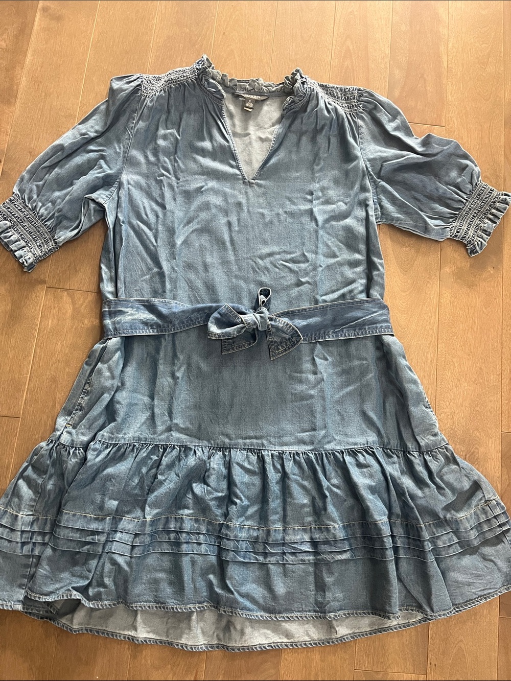 Denim-Look Blue woman Dress with Belt Ralph Lauren size 8